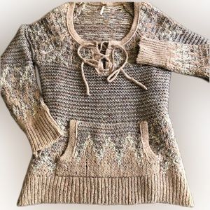 Free People Chunky Knit Wool Pullover Sweater